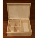 Pudełko  25,5x20x9 cm ,  z 6  przegrodami  organizer , przybornik , pudełko drewniane 23,5x20x9